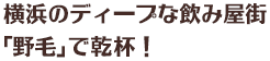 横浜のディープな飲み屋街「野毛」で乾杯！